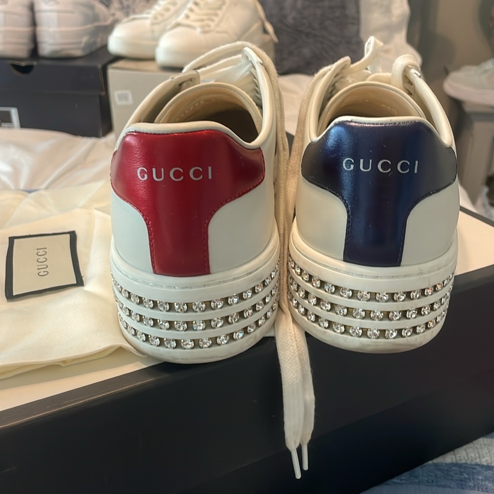 Gucci White Leather Sneakers with Red and Blue Heel Tabs - Picture 5 of 5